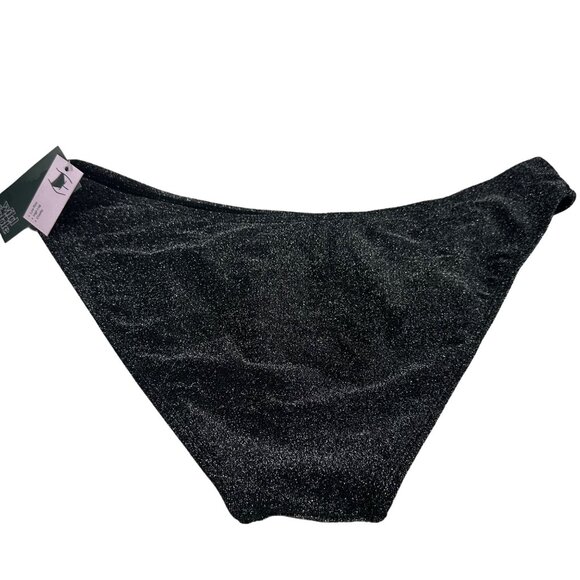 Wild Fable Women's Size XL 16 Swim Bikini Bottom Black Silver Metallic New - Picture 2 of 10